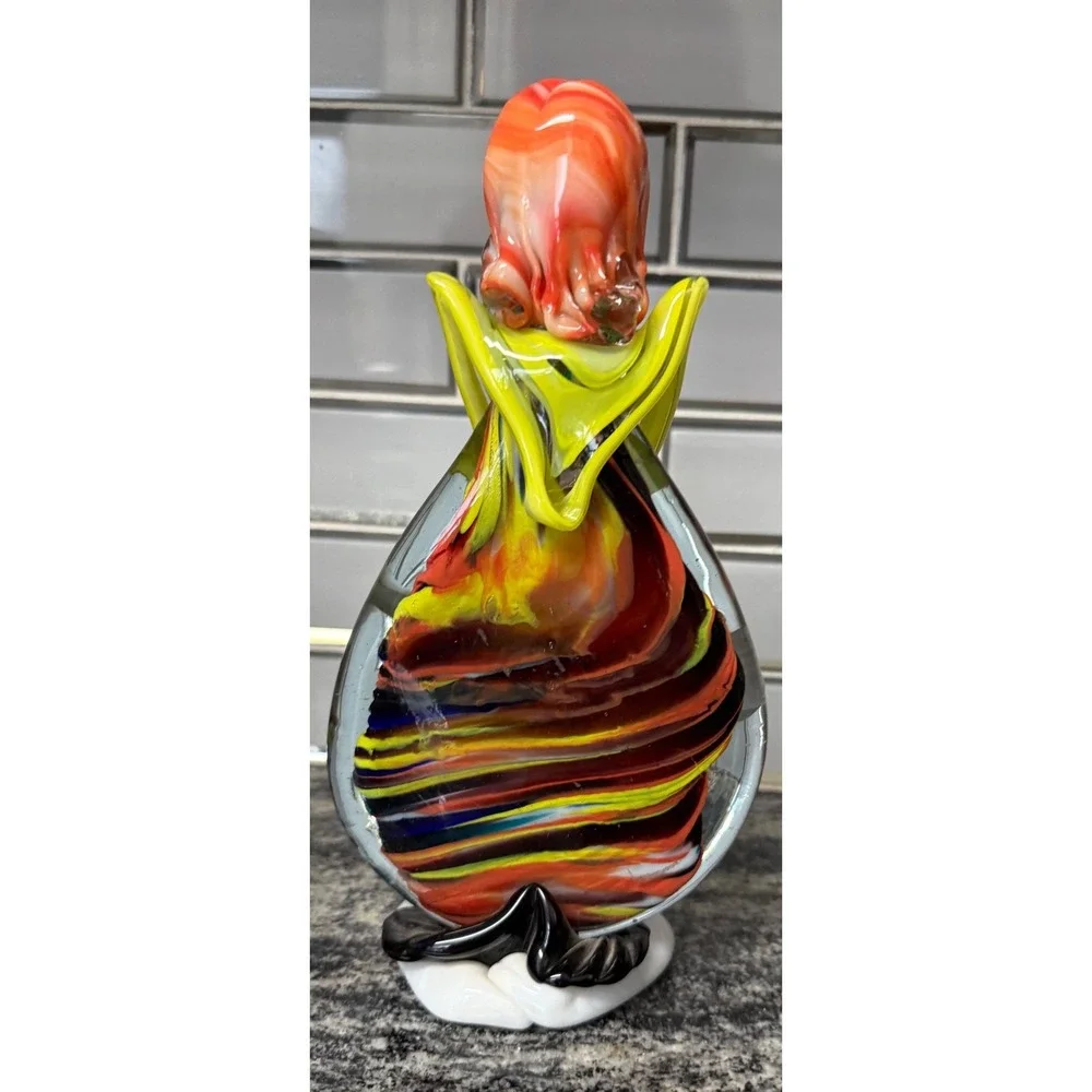 Vintage Hand Blown Murano from Italy, Art Glass Clown Figurine Multi Color 8.5'